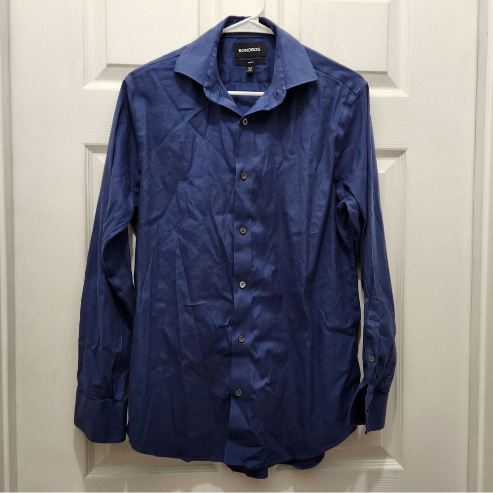 Bonobos Men's Slim Fit Blue Long Sleeve Button Down Shirt (Size 15 1/2 x 35)
